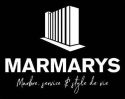 Logo de Marmarys avec le slogan 'Marbre, service & style de vie